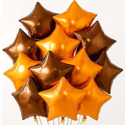Metallic Gold & Bronze Star Foil Balloons – Set of 10