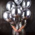 Silver Metallic Balloons for Birthday, Anniversary & Party Decoration
