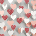 Pink, White & Glitter Heart Hanging Decorations