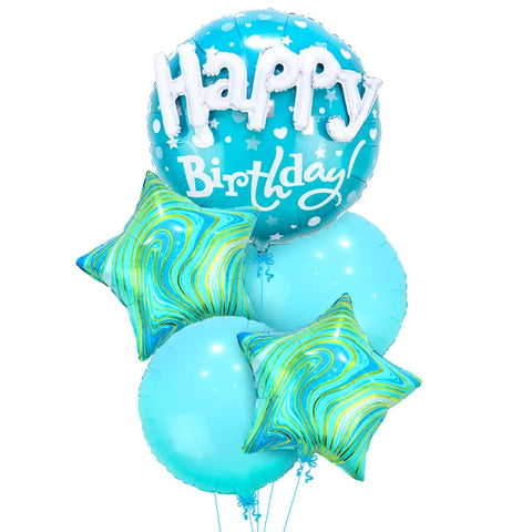 Blue Happy Birthday Foil Balloon Bouquet – 5 Piece
