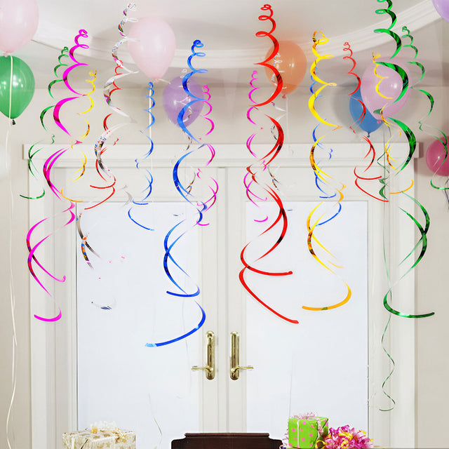 Rainbow Hanging Party Spiral Decorations – Multicolour