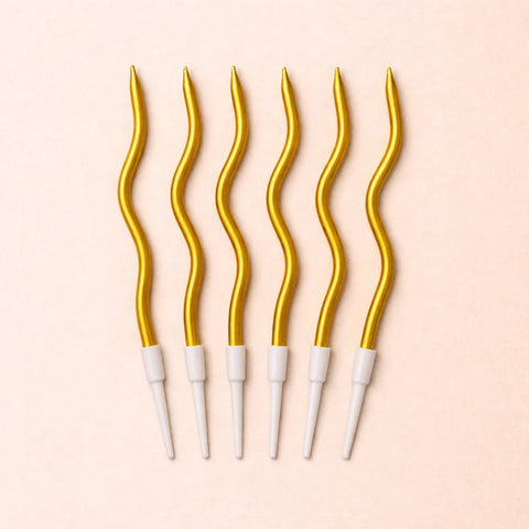Gold Wavy Birthday Candles – Set of 6